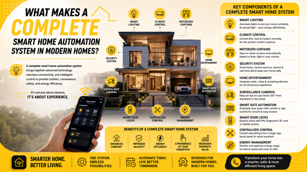 What Makes a Complete Smart Home Automation System in Modern Homes What Makes a Complete Smart Home Automation System in Modern Homes